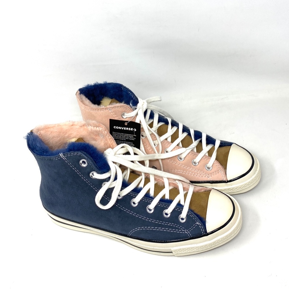 Converse Chuck 70 Shoes High Top Suede Fur Navy Pink Men’s Size Sneakers 166319C - Picture 4 of 10